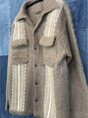 Kapital mohair blend camp collar cardigan sweater pockets